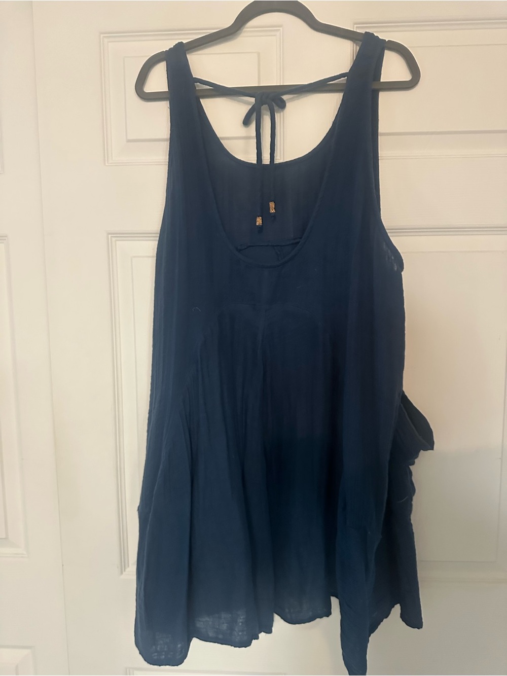 Free People Pina Colada Dark Teal Navy Scoop-Neck Tie-Back Tank Dress